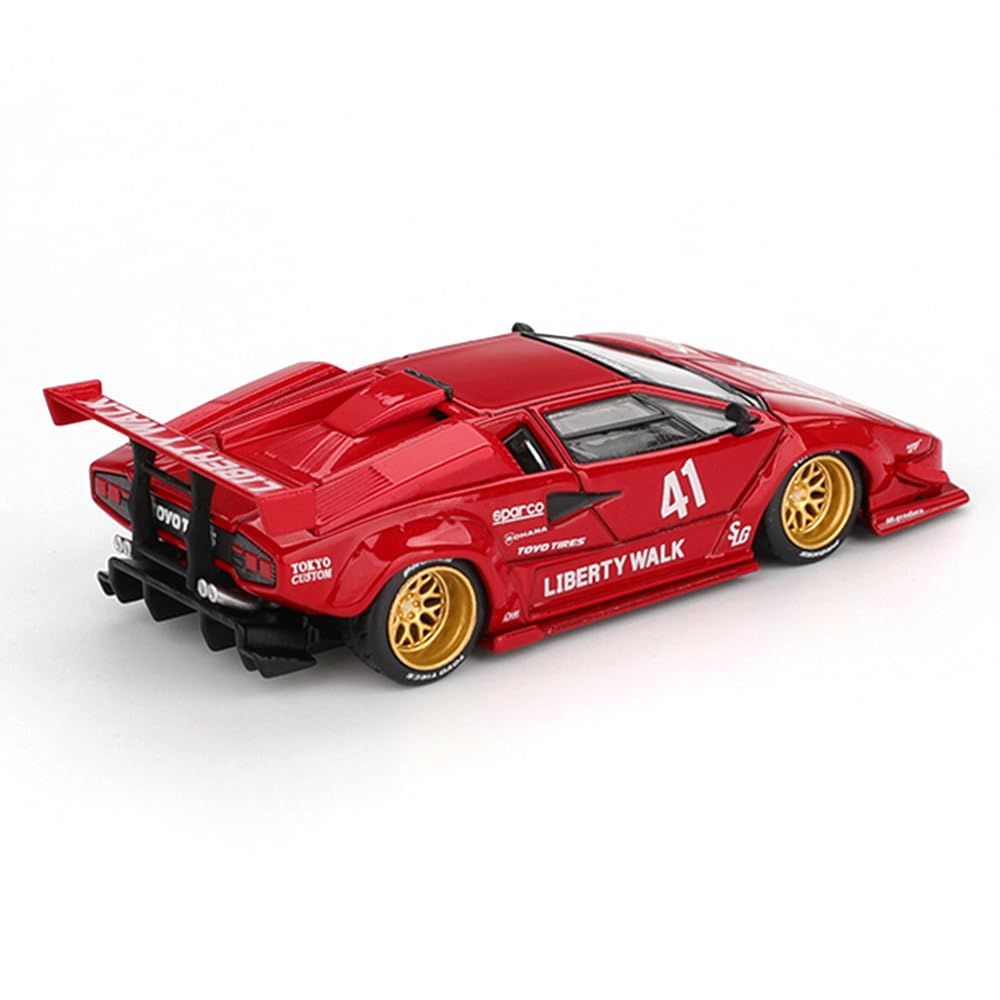 Generic Lamborghini Countach LB-Works red detailed interior for on-shelf admiration.