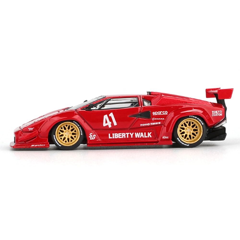 Generic Lamborghini Countach LB-Works red with real rubber tires for authentic realism.