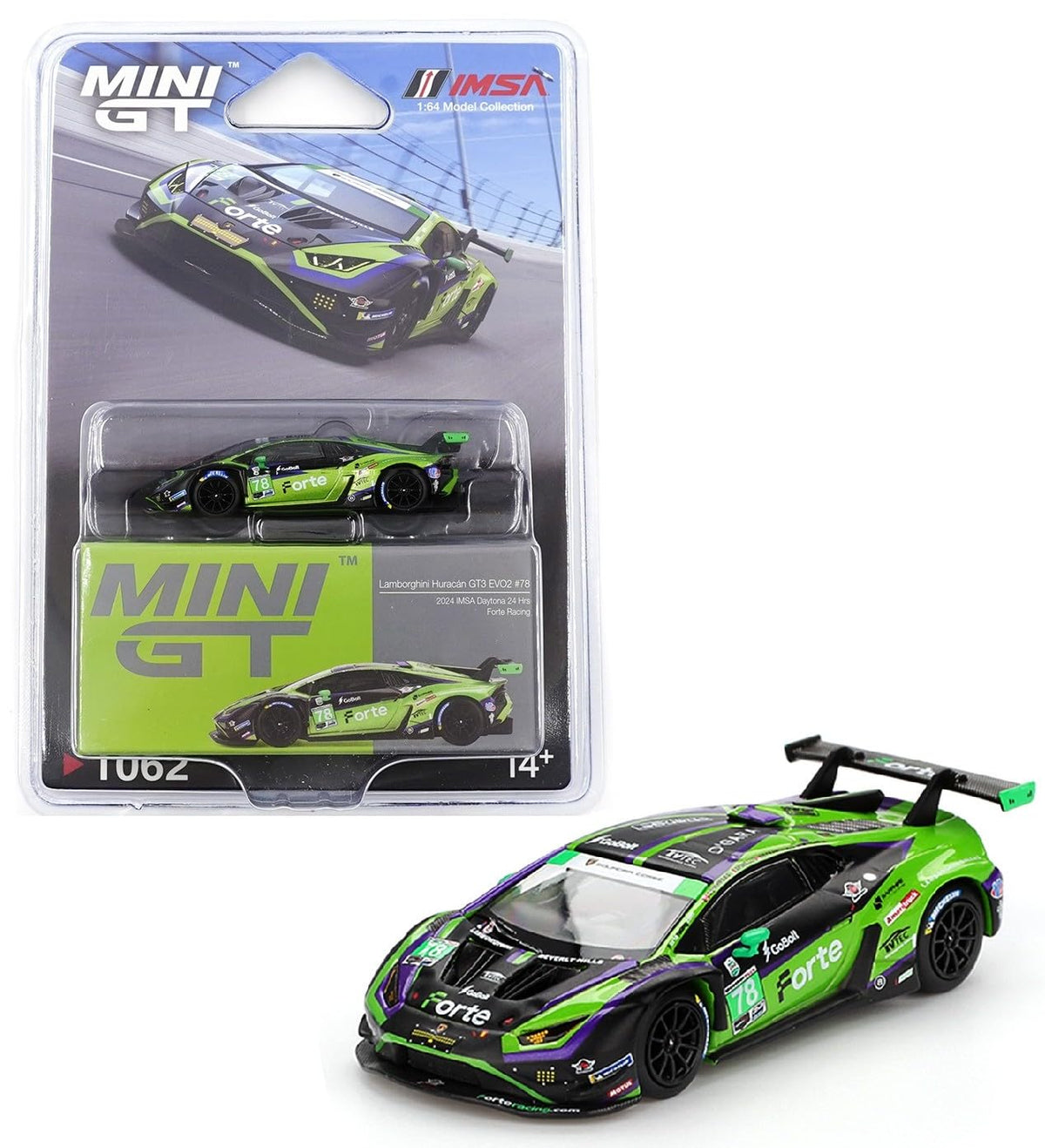 Generic Lamborghini Huracan GT3 Evo2 diecast model in box for display.