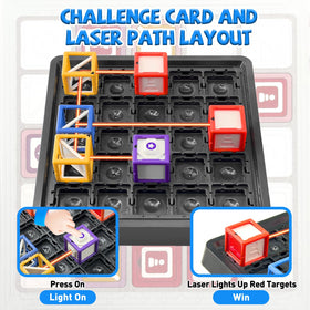 Generic Laser Maze challenge cards guiding progressive puzzles for learning.