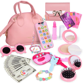 Generic Learn2M Play Purse pink bag closeup, promotes imaginative pretend play.