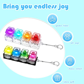 Generic LED-lit fidget keyboard clicker enhances tactile play on the go.