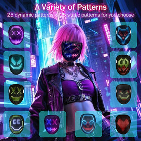 Generic Led Mask displays 50 patterns for versatile costume styling