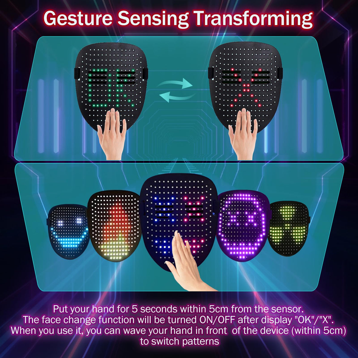 Generic Led Mask voice changer enhances cosplay dialogue and fun