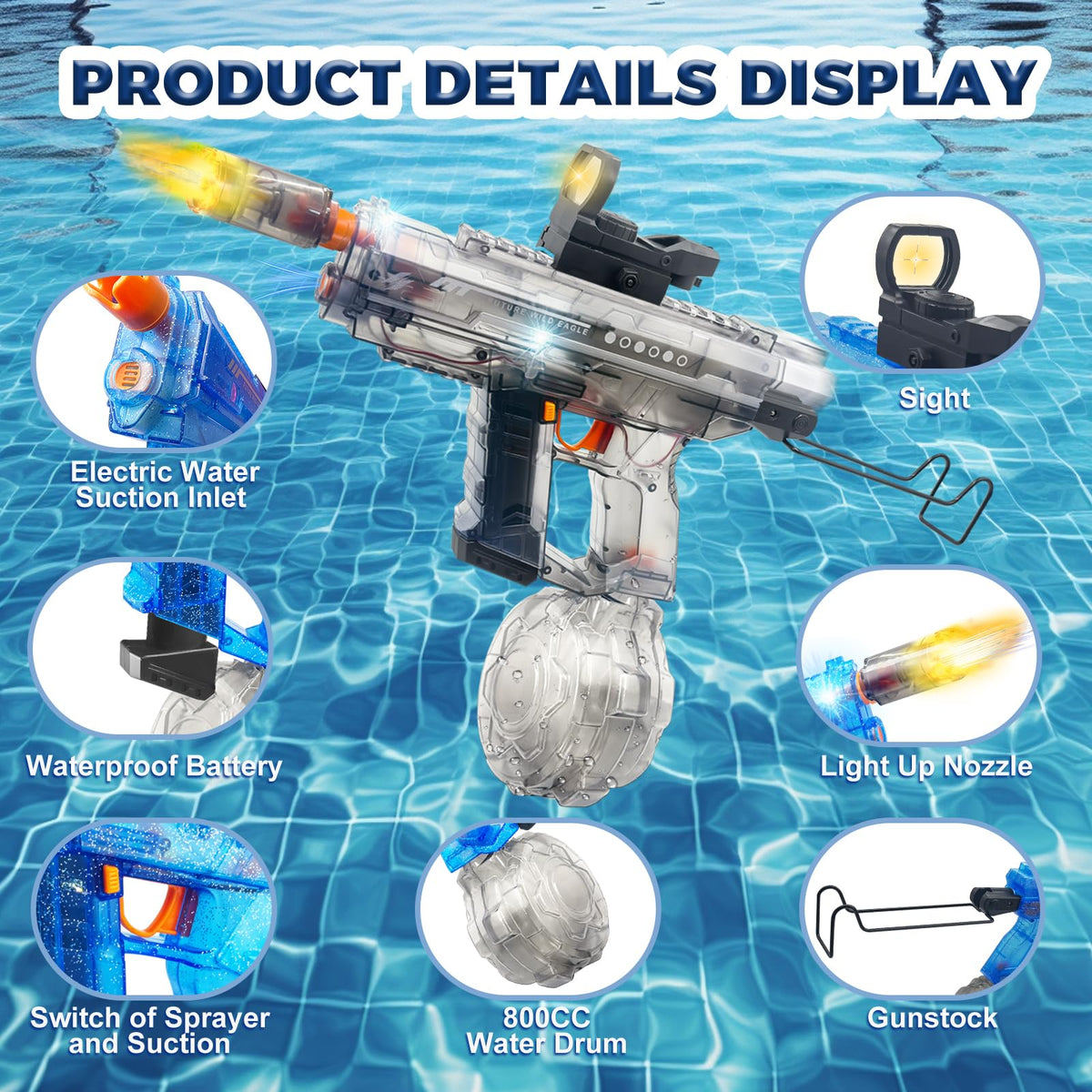 Generic long-range water gun delivers 26-32 ft reach for outdoor battles