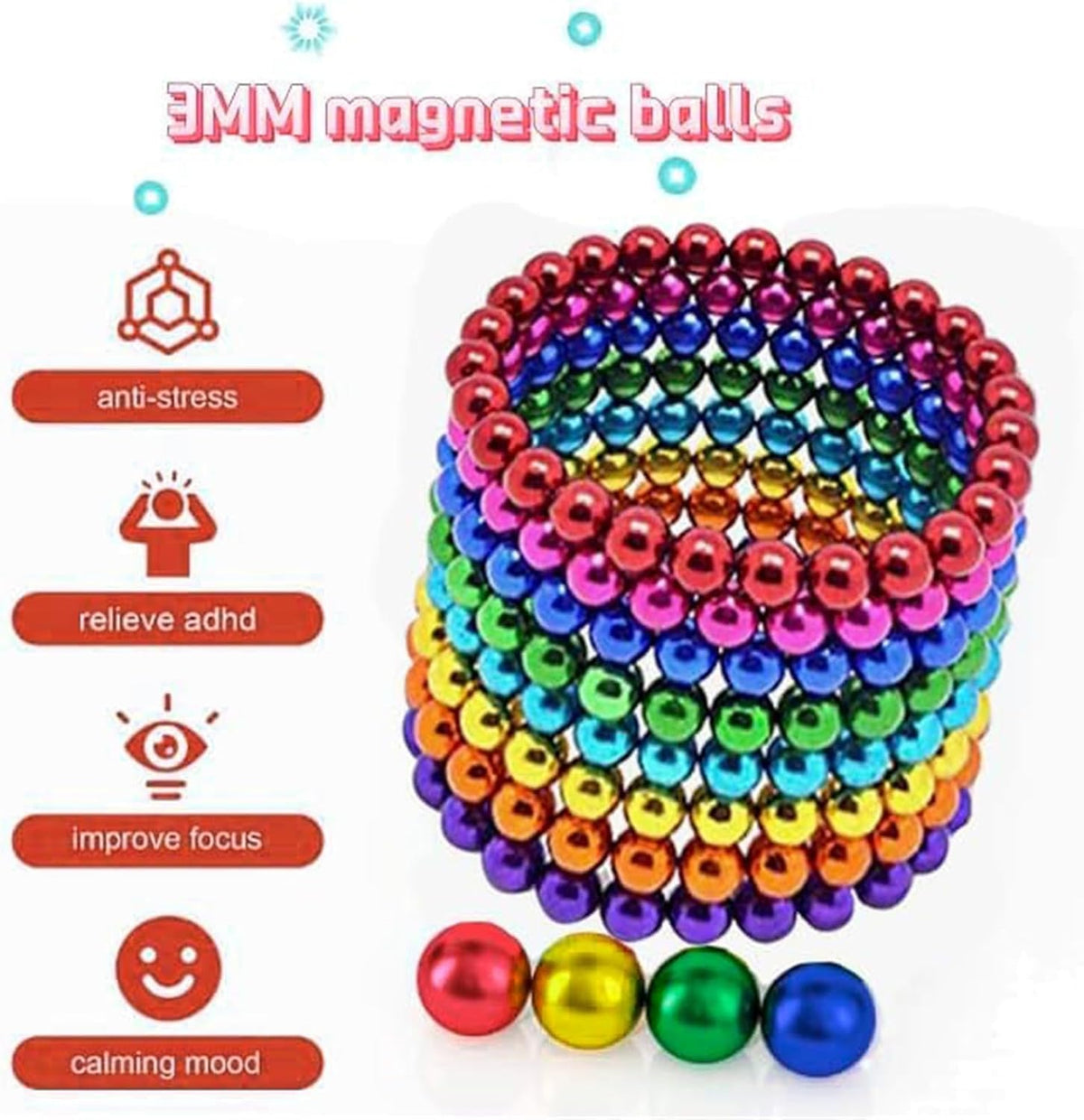 Generic magnetic balls stacked colors for stress relief