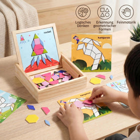 Generic Magnetic Pattern Blocks on fridge magnets enable learning anywhere.
