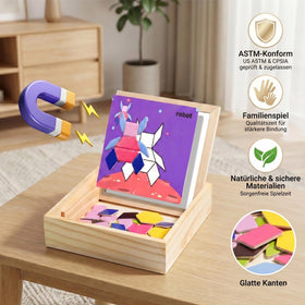 Generic Magnetic Pattern Blocks on board demonstrate strong adhesion for uninterrupted play.