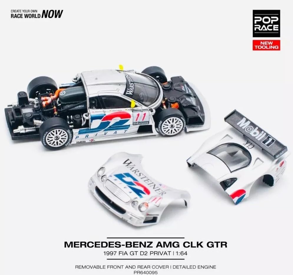 Generic Mercedes CLK AMG GTR 1997 engine compartment reveals diecast realism