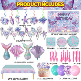 Generic Mermaid banner serves as a bold focal point for the celebration.