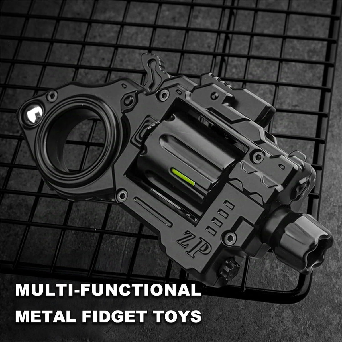 Generic metal fidget gun toy 5in1 spinner ring promotes continuous motion.