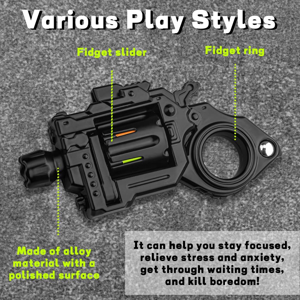 Generic metal fidget gun toy gift-ready package for adults.