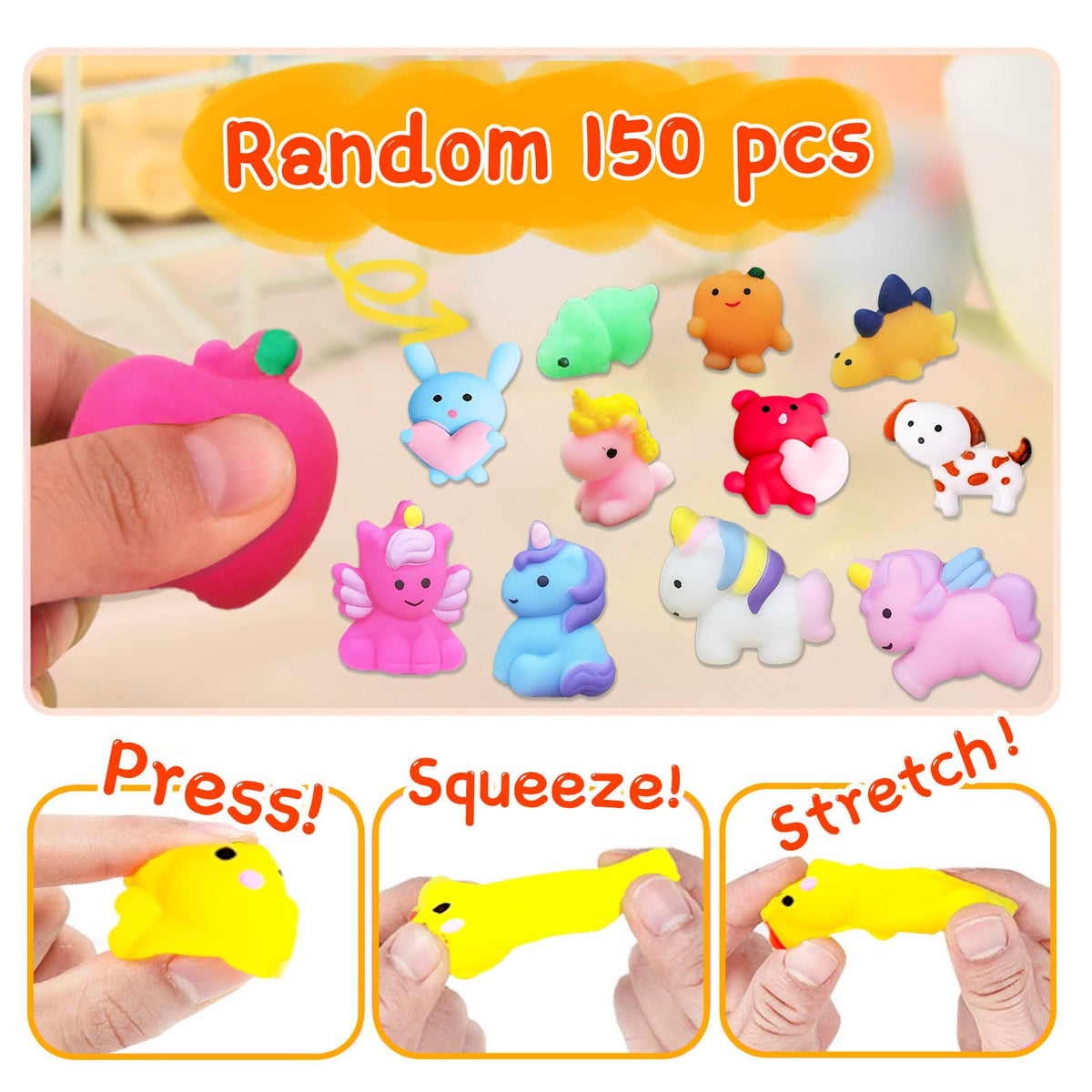 Generic Mochi Squishy Toys fruit squishies showcase variety for sensory play and creative games.