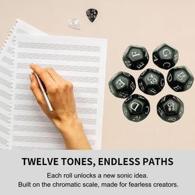 Person packing Generic Music Dice Set into a bag for travel to rehearsals.