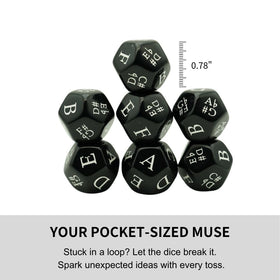 Velvet carry bag with Generic Music Dice Set for easy transport and storage.