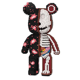 Generic PIANTION Bear skeleton graffiti, assembled for display, with half floral-skeletal design