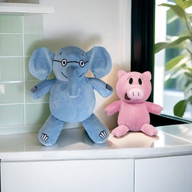Generic plush set enhances bedroom decor with playful, warm charm.