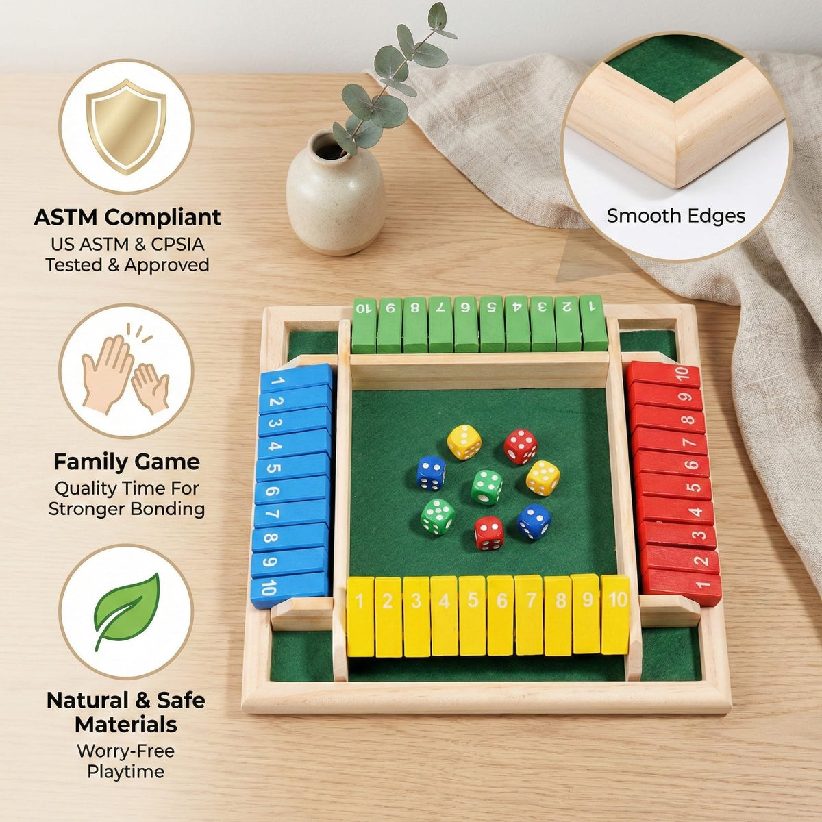 Generic Premium Shut the Box dice and tiles for fast, engaging sums.