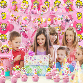 Generic Princess Peach cupcake toppers brighten treats for the theme.