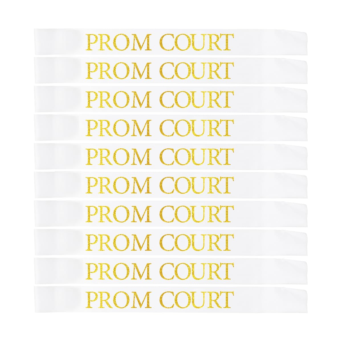 Generic prom court sashes in white and gold, great for coordinated graduation photos.
