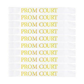 Generic prom court sashes in white and gold, great for coordinated graduation photos.