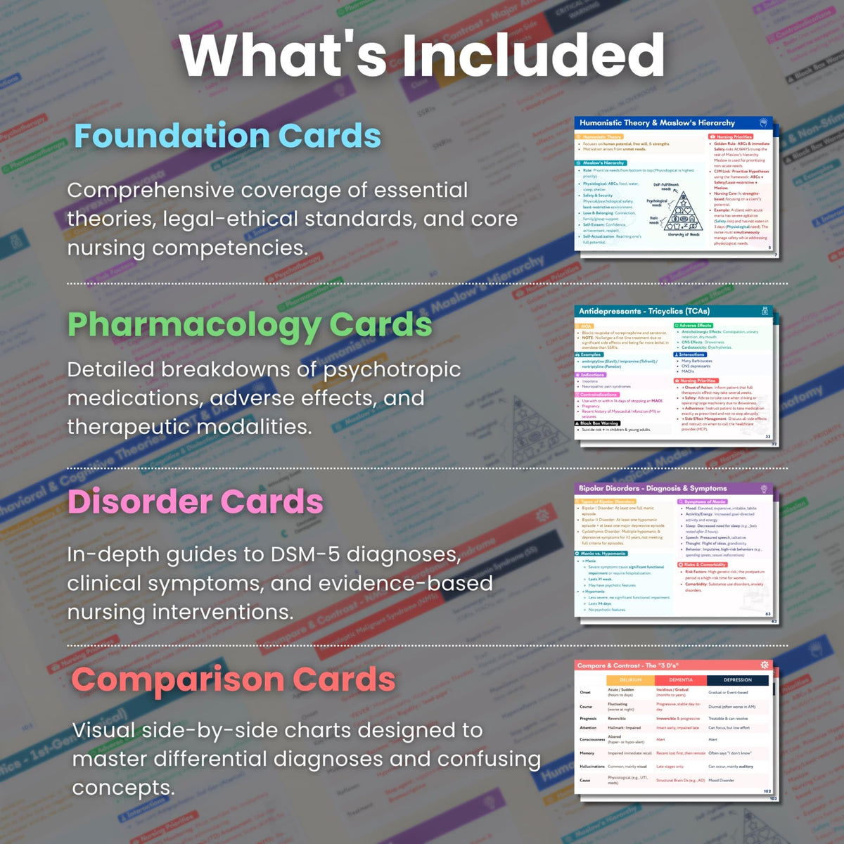 Generic flashcards compare and contrast charts differentiate diagnoses for rapid study