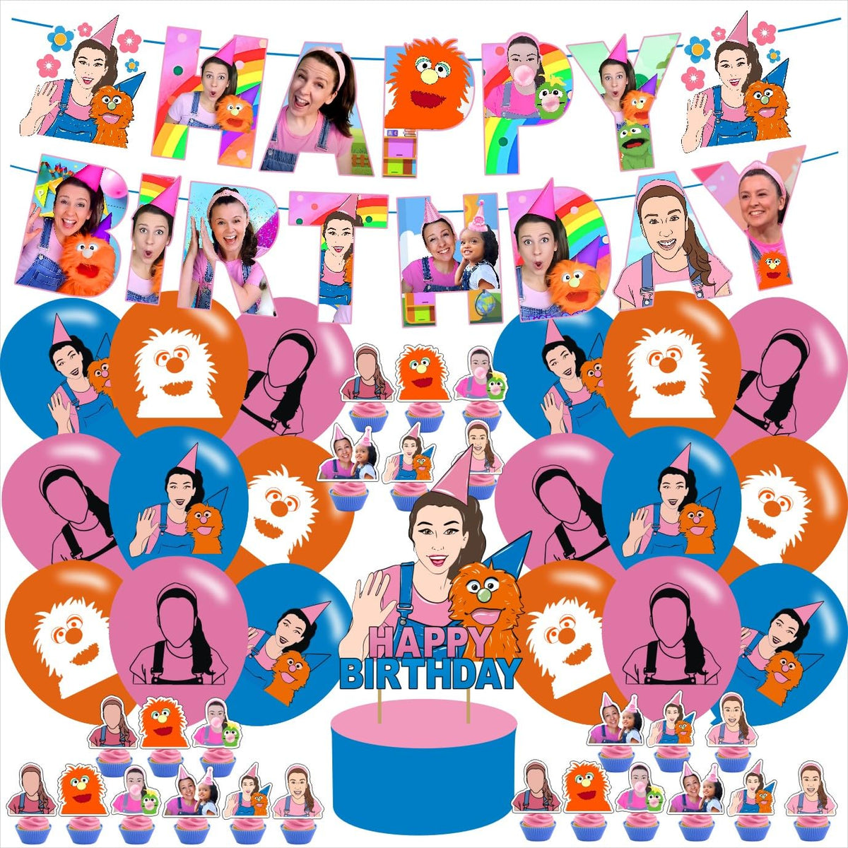 Generic Rachel birthday decorations banner for kids party, colorful and reusable