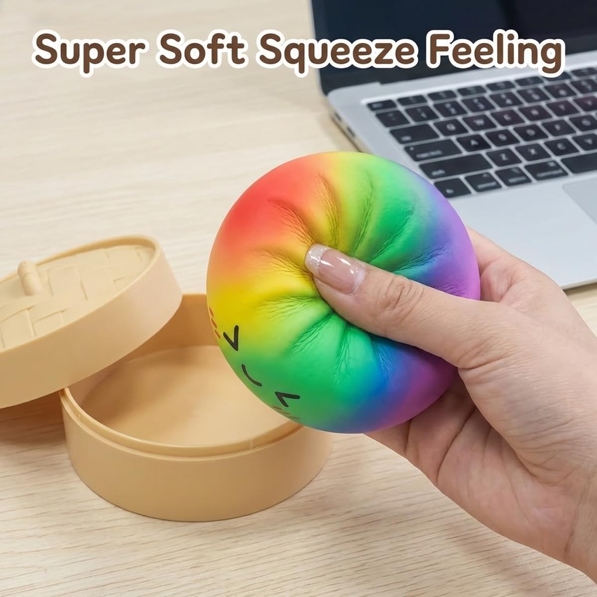 Generic Rainbow Dumpling Squishy gradient detail showcases vivid colors for visual delight and mood lifting