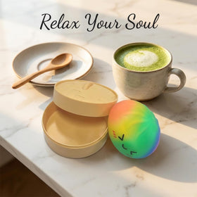 Generic Rainbow Dumpling Squishy smiling face close-up invites playful tactile engagement and mood boosts