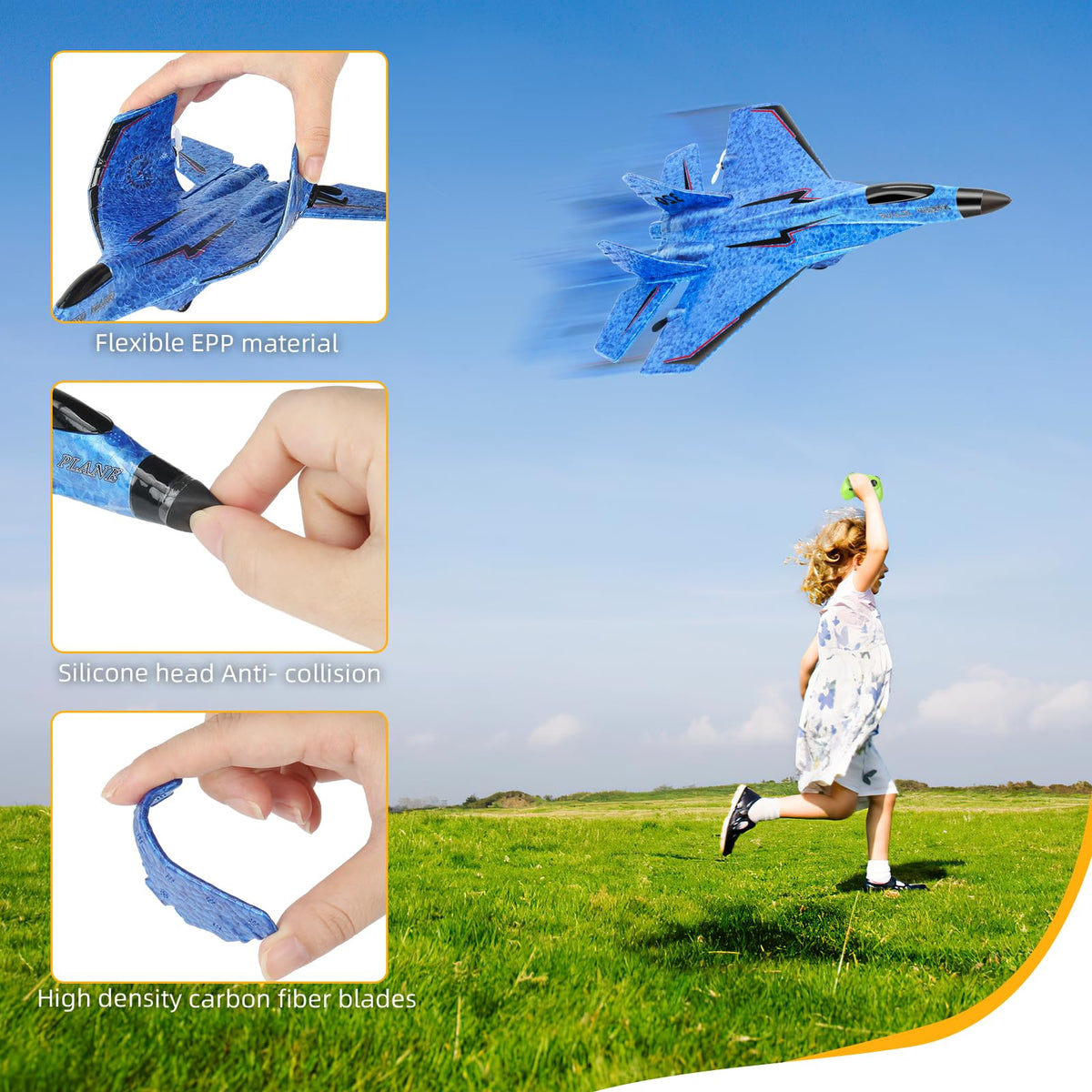 Generic RC Plane with LED night lights for bright, safe night flights.