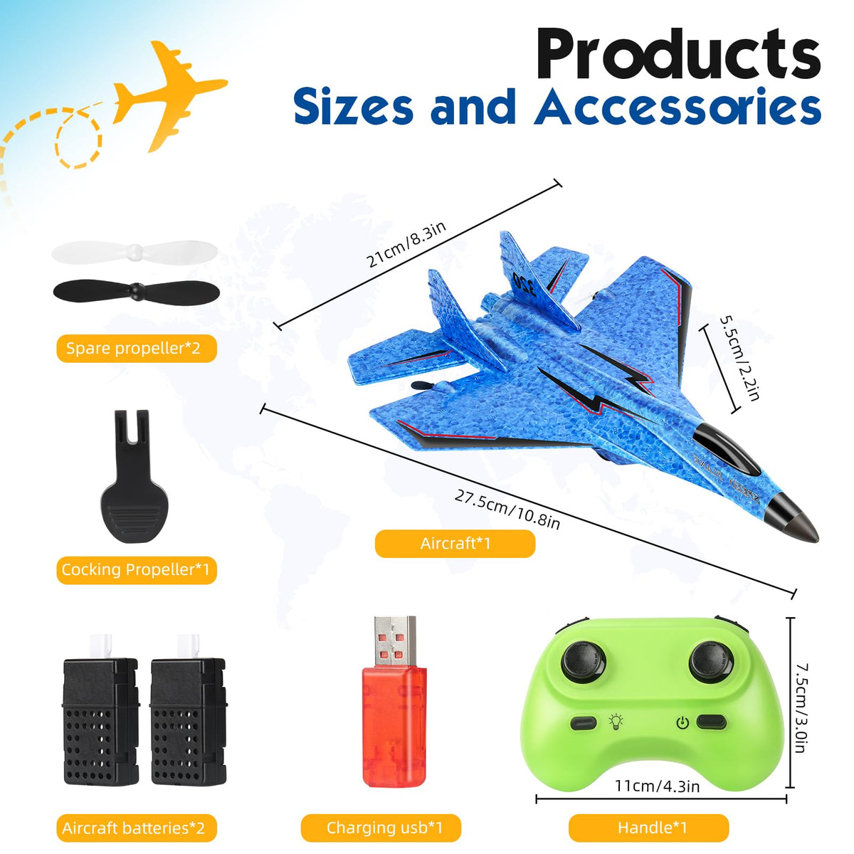 Generic RC Plane with night lights visible during evening flights.
