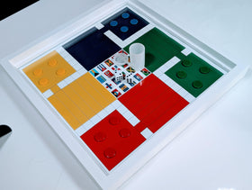 Generic Pachisi on glass top showing safe spots and strategic movement