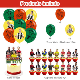 Generic Ronaldo cupcake toppers add themed treats and snacks
