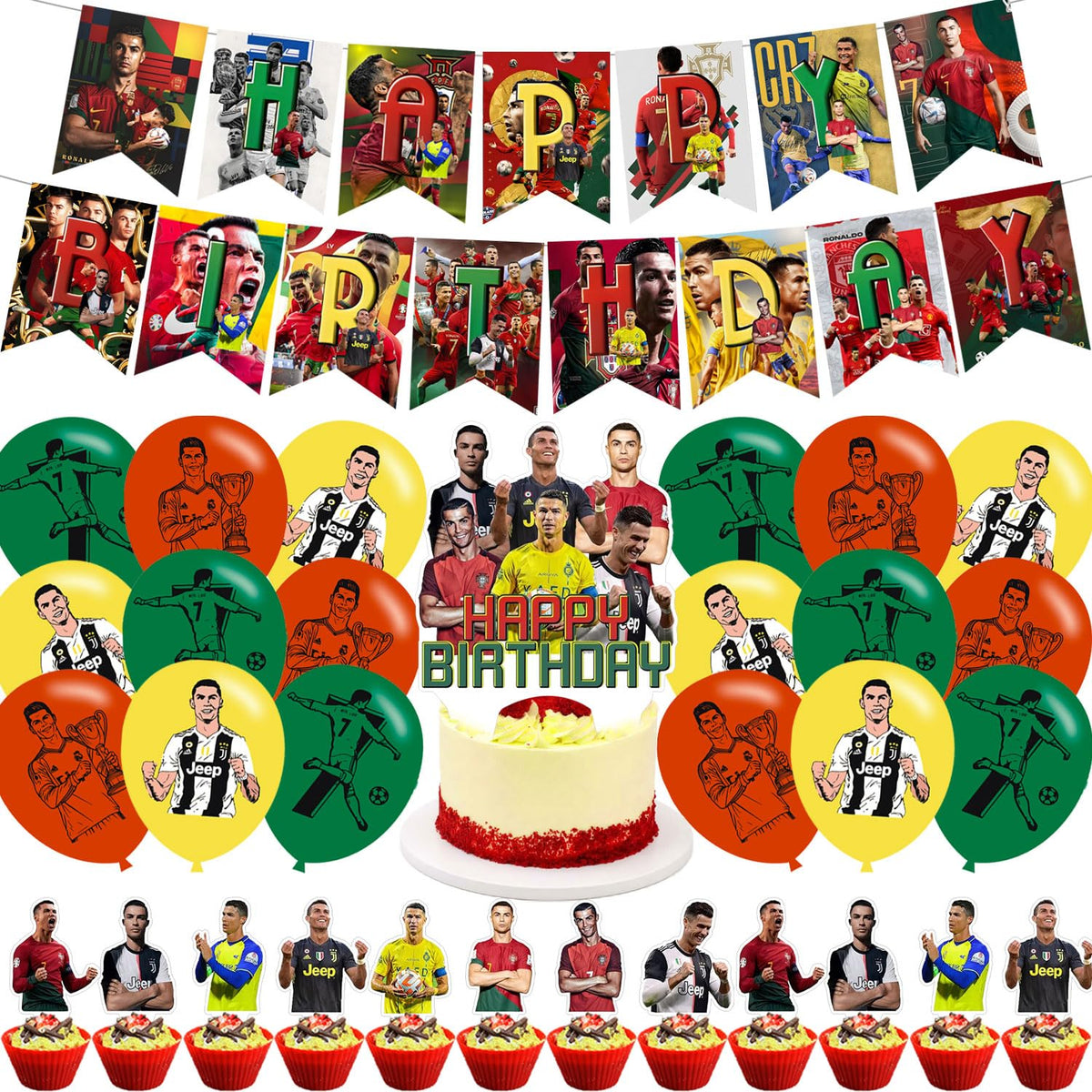 Generic Ronaldo soccer banner for vibrant party decor and photos