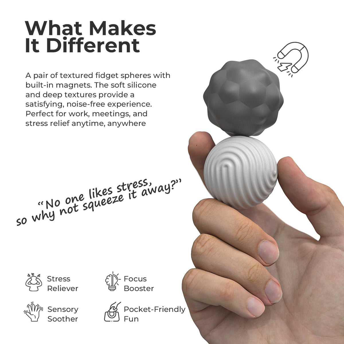 Generic silicone stress toys with dust-free case for easy transport.