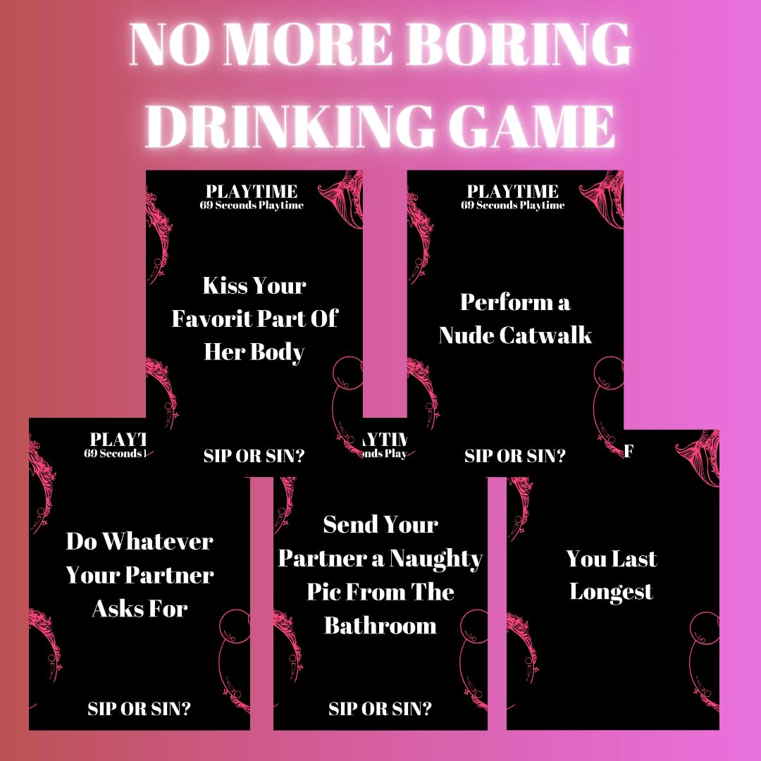  Generic Sip Or Sin deck closeup cards highlight spicy questions for playful couple challenges.