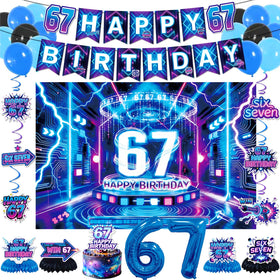 Generic Six-Seven neon banner creates a bold birthday backdrop for photos.