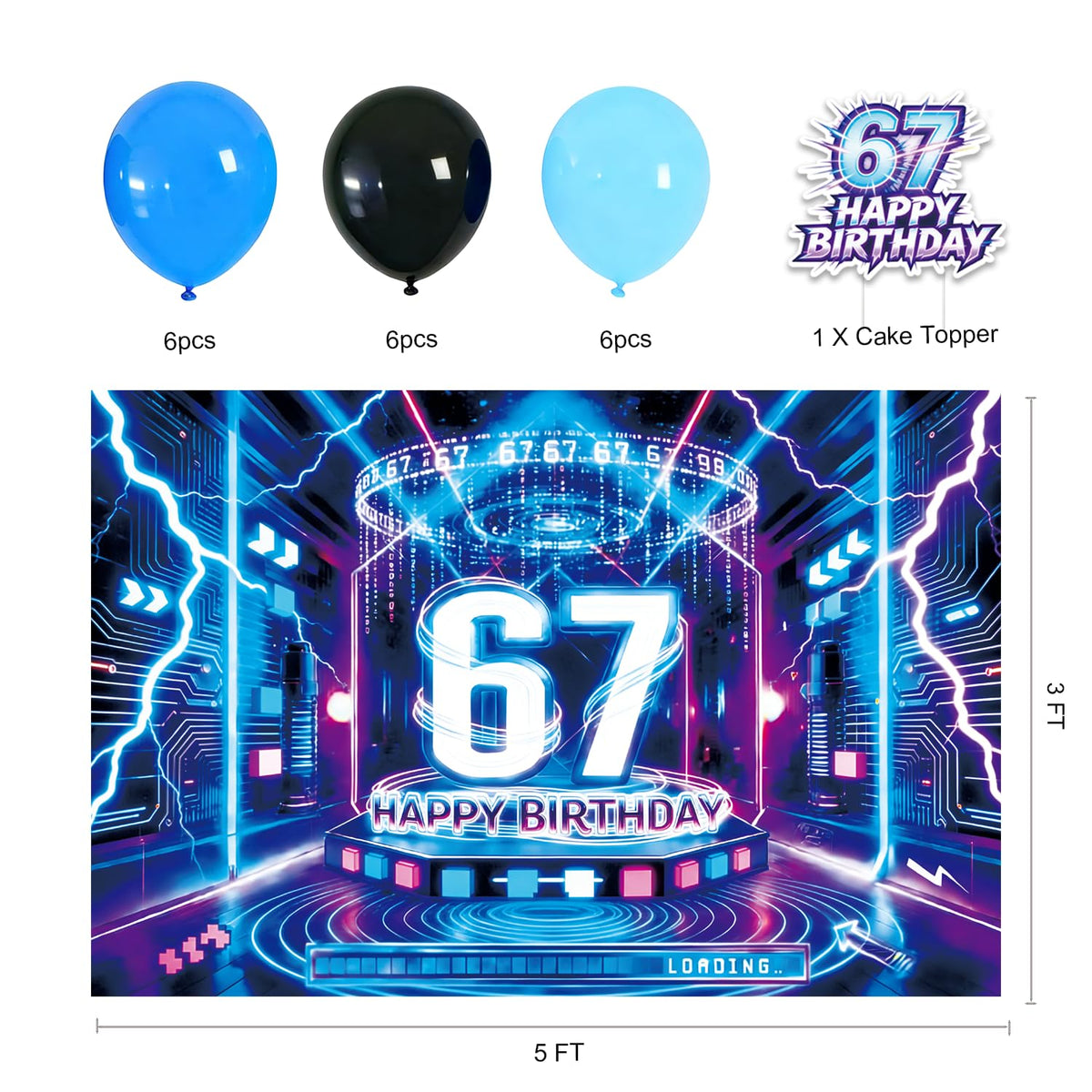 Generic Six-Seven neon table decor brightens the party space and tables.