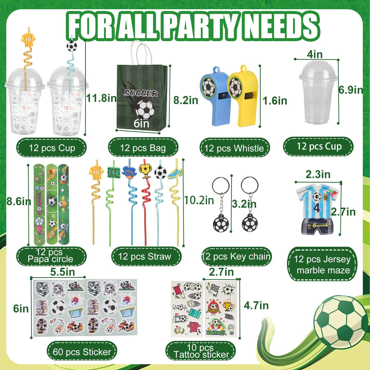 Generic Soccer cup with stickers for customizable decor and drinks