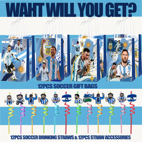 Generic Soccer Star straws with accessories for stylish drinks at soccer parties.