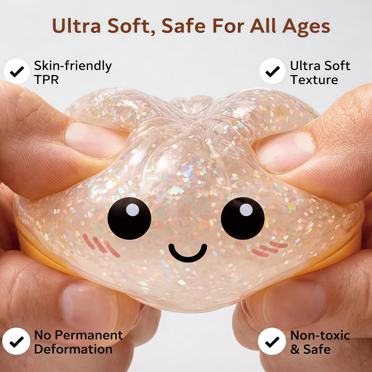 Generic Glitter Dumpling showing soft TPR texture for soothing touch.