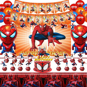 Generic Spider Theme backdrop creates a dramatic party focal point with bold arachnid imagery.