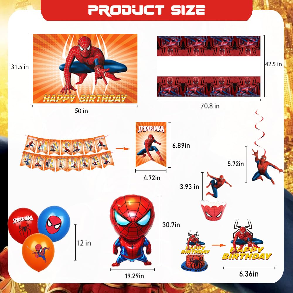 Generic Spider Theme balloons set brightens the party with festive, kid-friendly color.