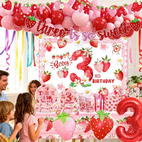 Generic Strawberry aluminum foil balloons add shiny accents for celebrations