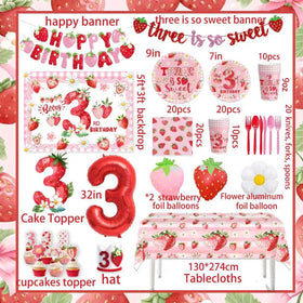 Generic Strawberry plates and napkins simplify party setup and cleanup