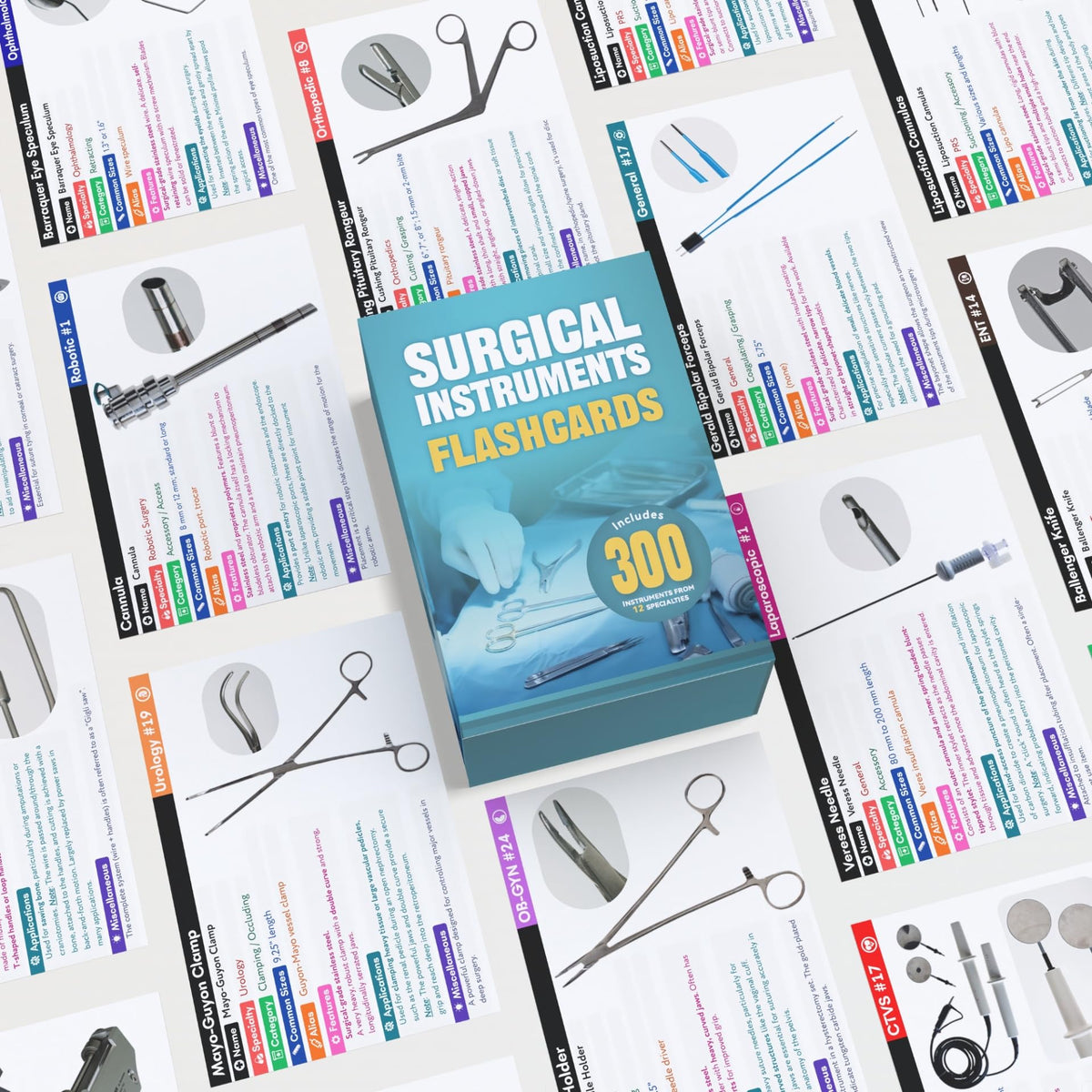 Generic Surgical Instruments Flashcards durable laminated stock designed to withstand daily study use