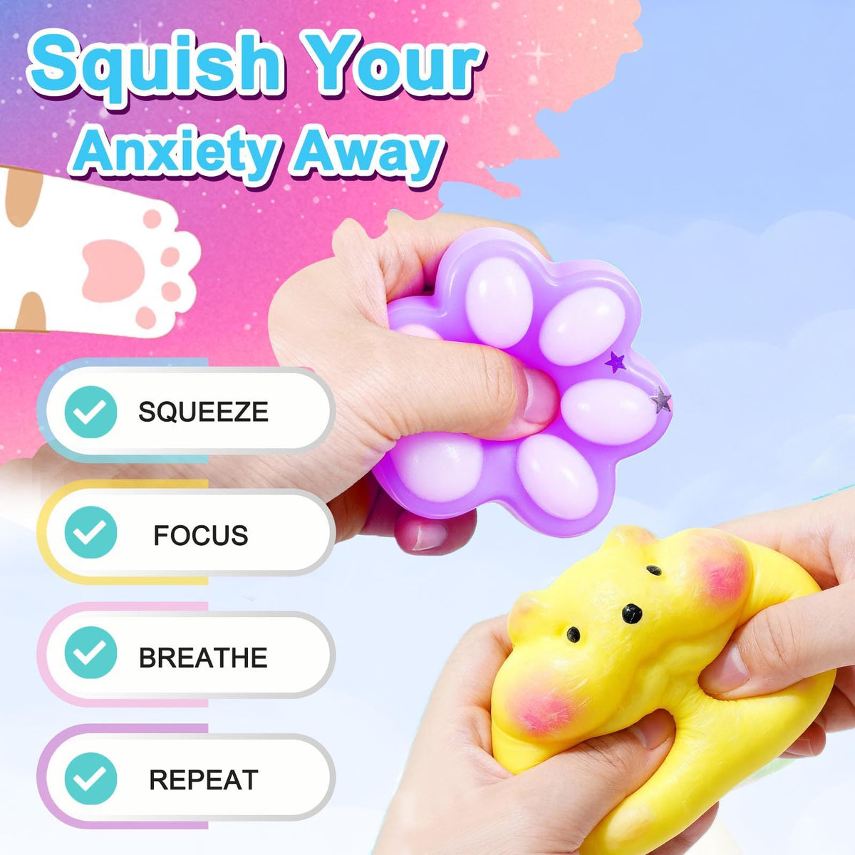Generic Taba Toys cat paws squishy—cute desk companion for focus breaks.