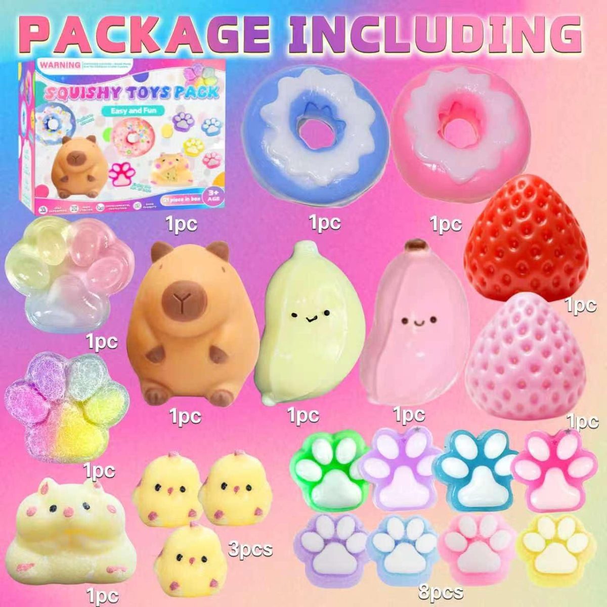 Generic Taba Toys chick squishy—soft silicone for stress relief during study.