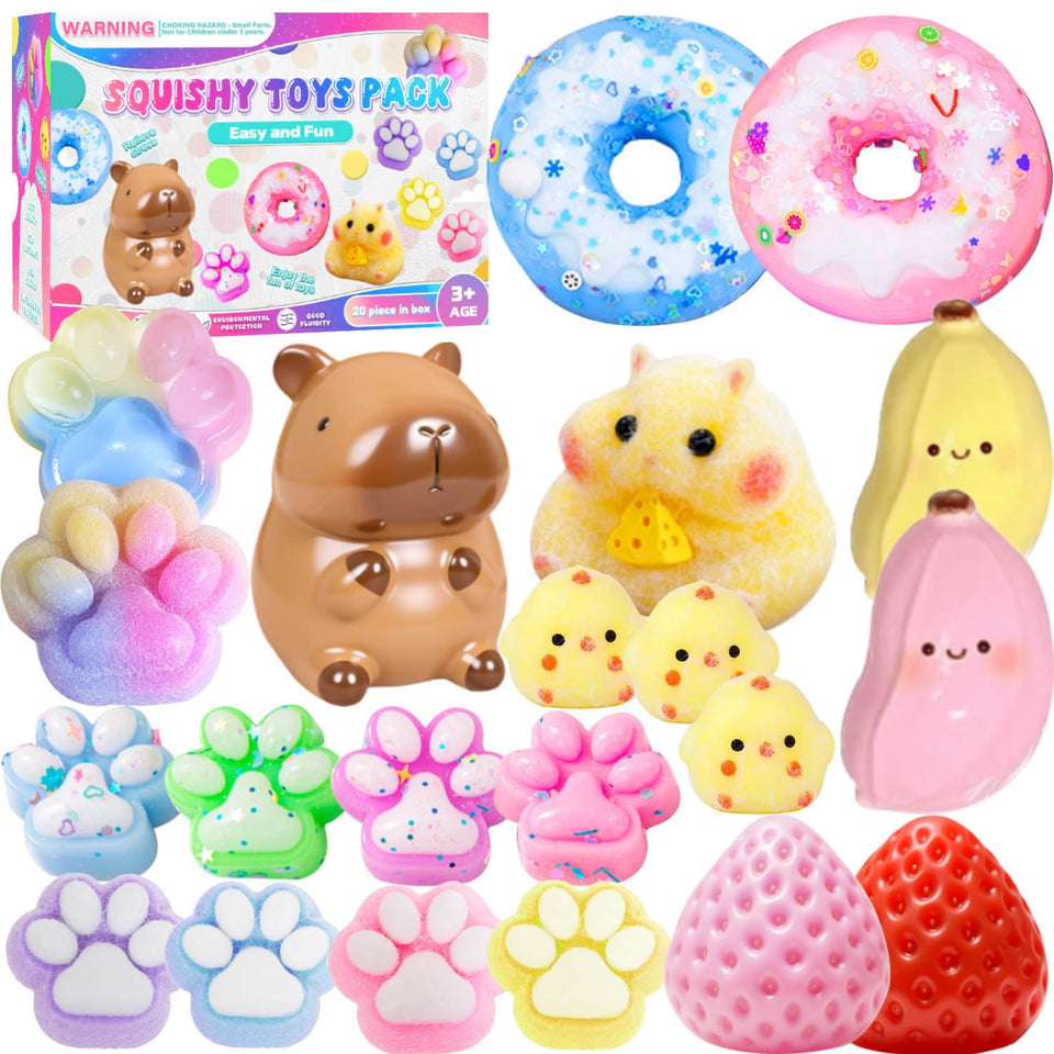 Generic Taba Toys Pack big squishy animal figures for stress relief and focus.