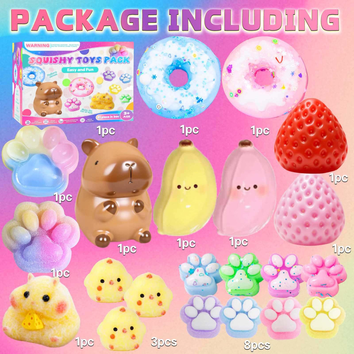 Generic Taba Toys Pack strawberry squishy for tactile relief and play.